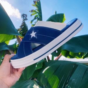 Converse One Star Slip On Platform Sandals Navy